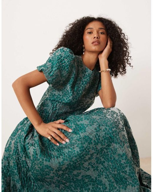 Sister Jane Green Dream Jacquard Godet Dropped Waist Midi Dress
