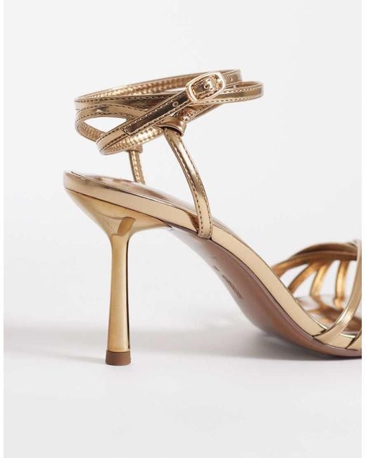 ASOS Metallic Heroic Minimal Strappy Heeled Sandals