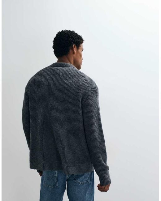 Abercrombie & Fitch Blue Knitted Crew Neck Button Up Cardigan for men