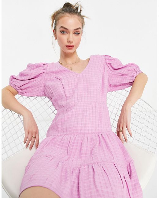 Birch Gingham Puff Sleeve Dress 