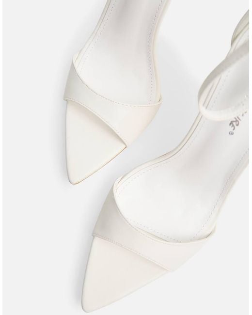 Public Desire White Kelisa Pu Pointed Toe Barely There Stiletto High Heels