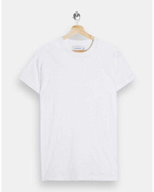 Camiseta blanca holgada con manga vuelta TOPMAN de hombre de color Blanco |  Lyst