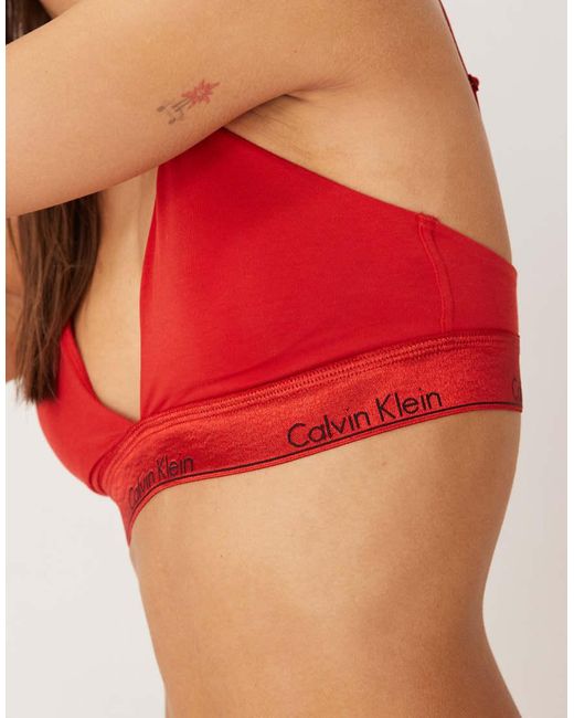 Calvin Klein Red Icon Cotton Modal Lightly Lined Triangle Bra
