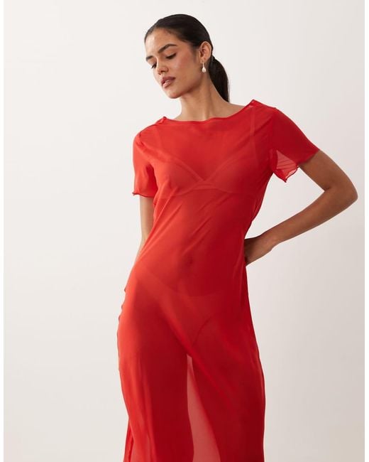 ASOS Red Cowl Back Maxi Dress