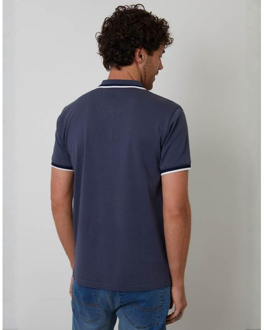 Threadbare Blue Jetted Pocket Cotton Polo Shirt for men