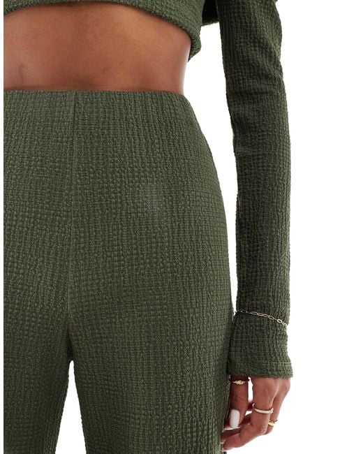 ASOS Green Co-ord Textured Wide Leg Trousers