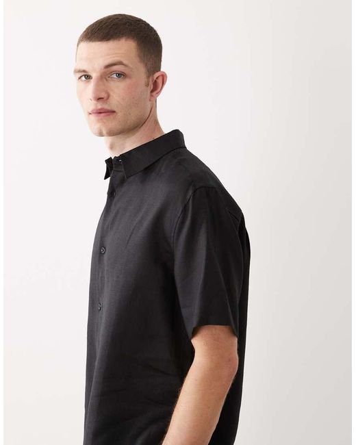 ASOS Black 100% Linen Relaxed Shirt for men