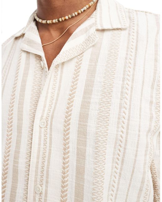 Chemise rayée avec col à revers - écru Pull&Bear pour homme en coloris White