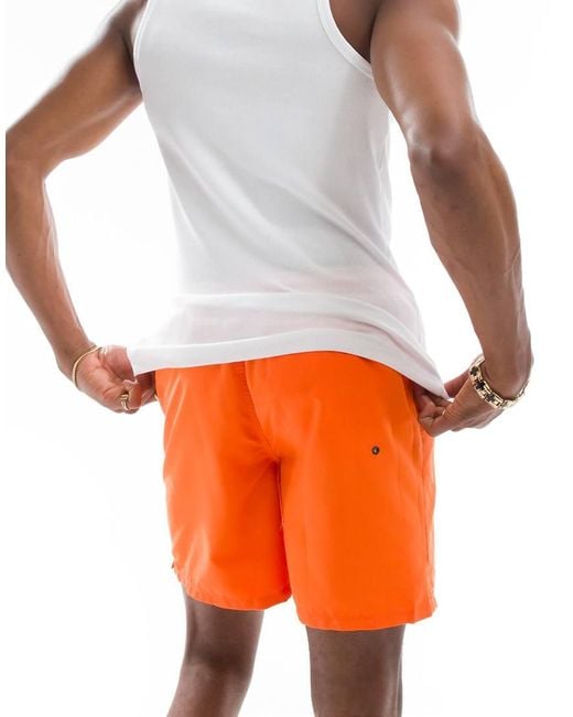 Superdry Orange Sport Graphic 17-Inch Swim Shorts for men