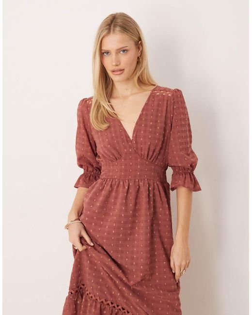 Lovedrobe Red Gingham V Neck Midaxi Dress
