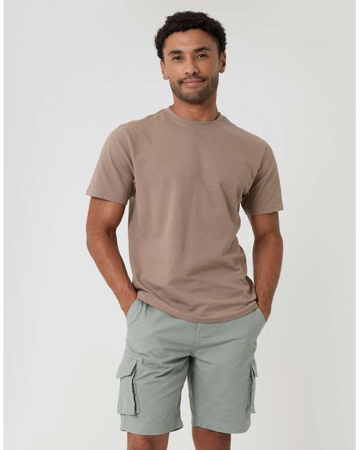Threadbare Gray Cotton Twill Cargo Shorts for men