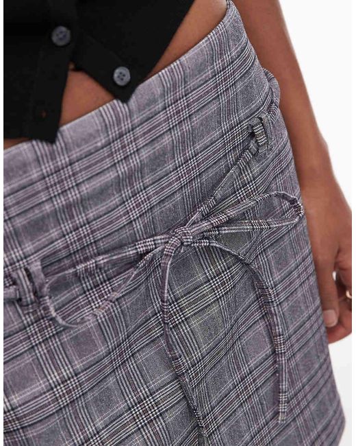 ASOS Gray Bengaline Fitted Mini Skirt With Tie Detail