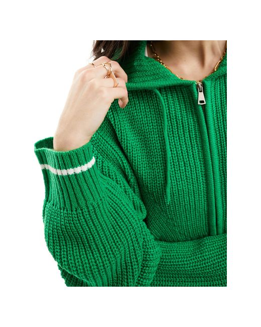 ASOS Green Knitted Zip Through Hoodie