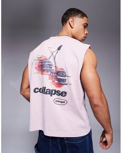 ASOS Rechte Oversized Tanktop Van 220Gsm Zware Stof Met Fruitprint in het Multicolor voor heren