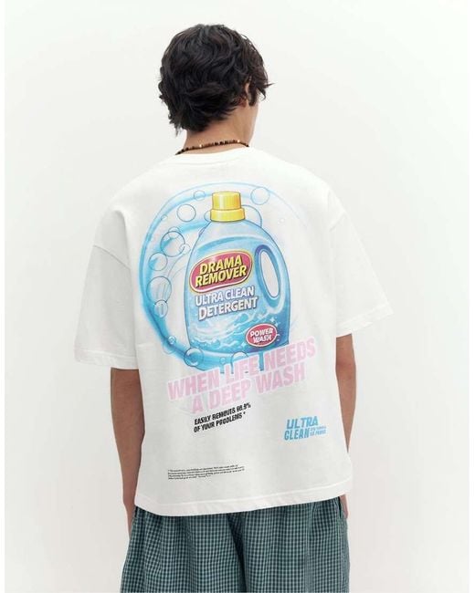 Pull&Bear White Stwd Detergent Graphic T-shirt for men