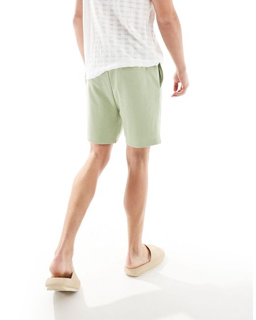 ASOS Green Slim Waffle Shorts for men