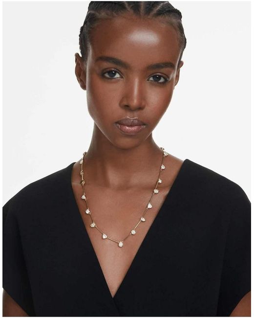 Swarovski Black Imber Tennis Necklace, Magnetic Closure, Mixed Cuts, -Tone Plated