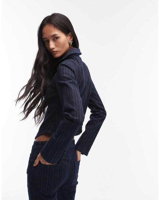 ASOS Blue Denim Collar Shirt With Double Ended Zip Co-ord