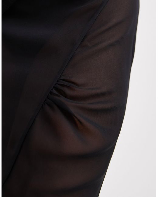 ASOS Black Chiffon Maxi Skirt With Train