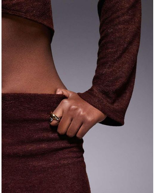 ASOS Purple Co-Ord Brushed Rib Column Maxi Skirt