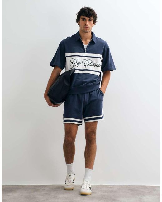 Gap Blue Vintage Sports Chest Logo Polo Sweat Co-Ord for men