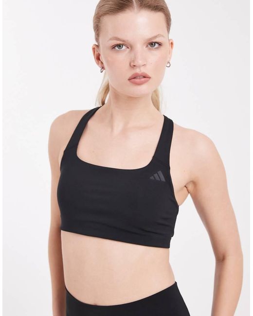 Adidas Originals Black Optime Medium Support Sports Bra