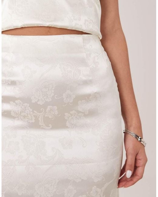 The Frolic Natural Exclusive Satin Floral Jacquard Column Maxi Skirt