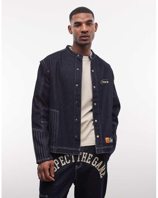 AND1 Blue Long Sleeve Denim 93 Logo Back Print Shirt Co-ord for men