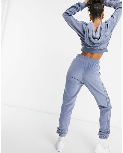 adidas Originals Cotton 'relaxed Risqué' Velour joggers in Blue | Lyst
