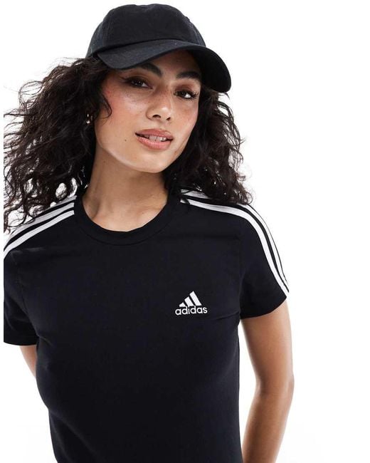 Adidas Originals Black Essentials 3-Stripes Jersey Fitted T-Shirt Dress