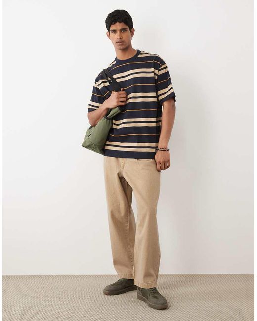 HUGO Blue Nivarsi Loose Fit Striped T-shirt for men