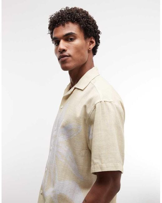 ASOS White Oversized Revere Collar Shirt With All Over Floral Print for men