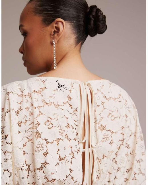 ASOS Brown Asos Design Curve Bridal Short Sleeve Lace Top Coord