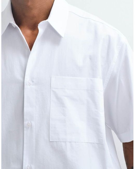 ASOS White Boxy Oversized Poplin Shirt for men