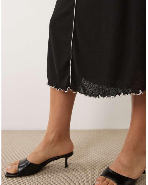 Mango Black Seam Detailing Scoop Neck Midi Dress