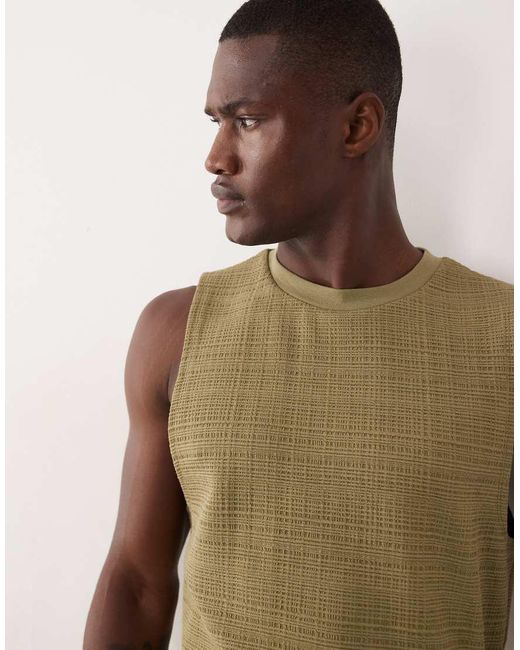ASOS Green Heavyweight Regular Fit Tank for men