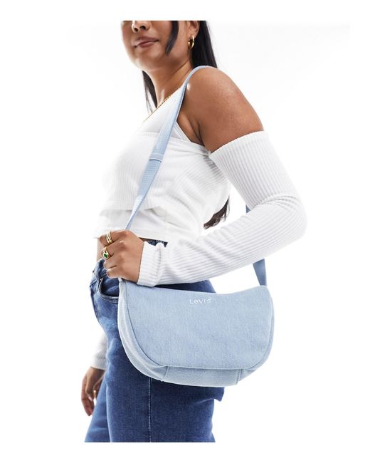 Levi's White Denim Shoulder Bag With Logo