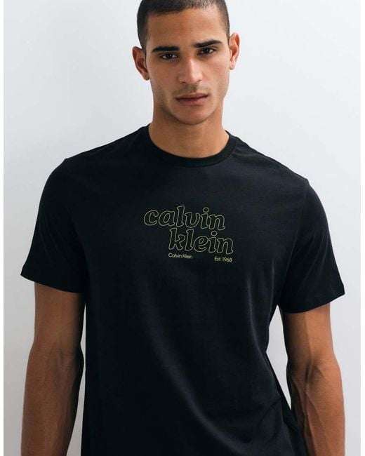 Calvin Klein Black Centre Logo Graphic T-Shirt