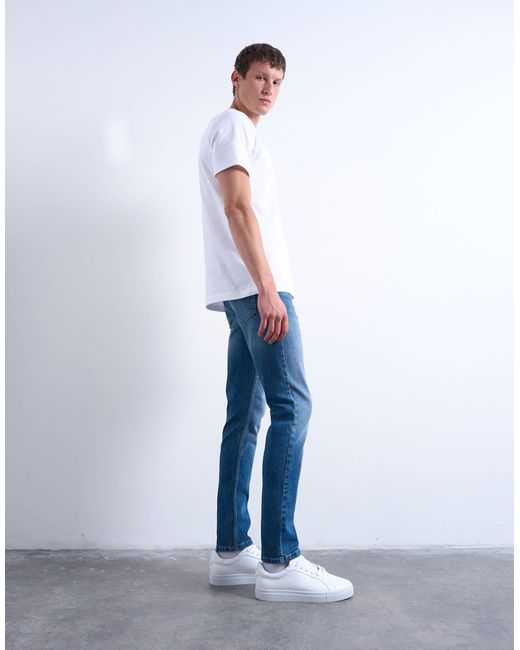 Topman – eng geschnittene jeans mit stretch in Blue für Herren