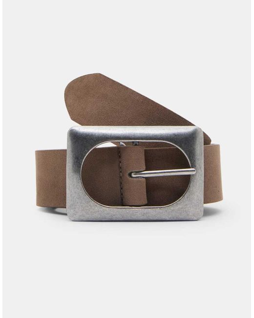 Pull&Bear Brown Belt With Large Buckle