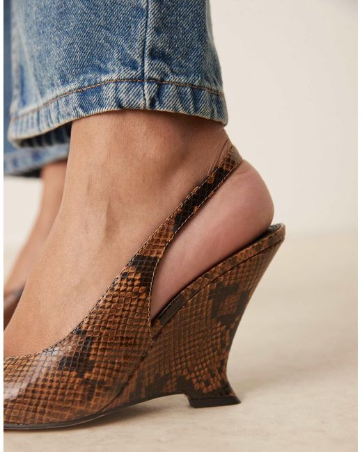 Palmer - chaussures compensées à bride arrière et motif peau ASOS en coloris Blue