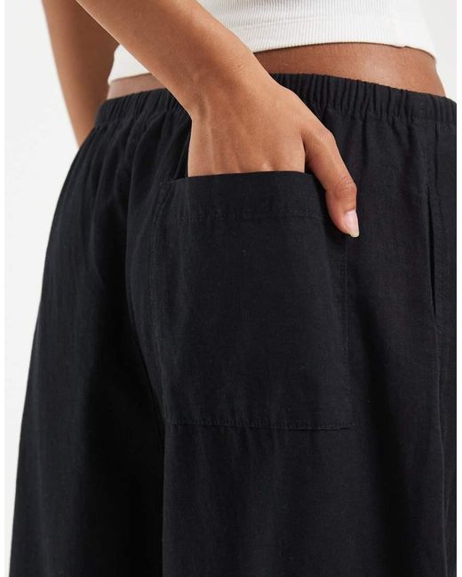 Gap Black Linen Blend Cropped Culottes