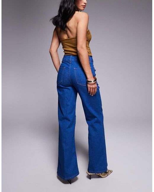 River Island Blue Relaxed Flare Jean