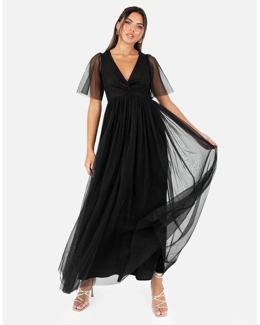 ANAYA Black Twist Detail Maxi Dress