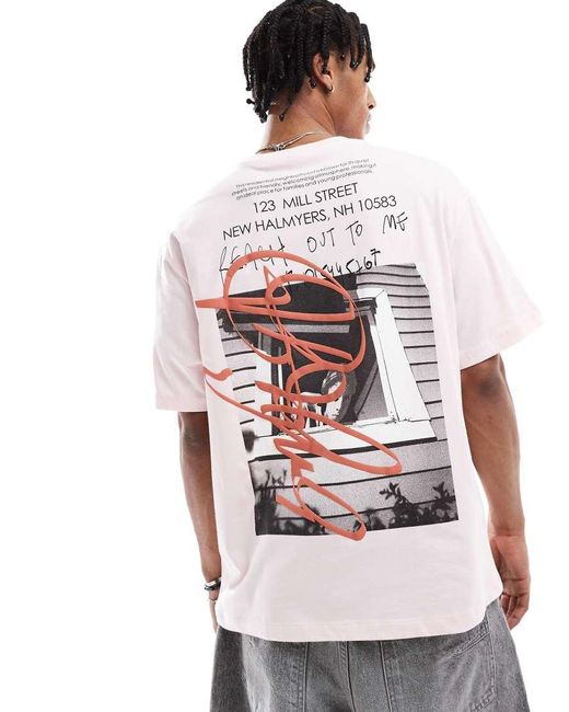 Bershka T-Shirt Met Print in het Gray voor heren