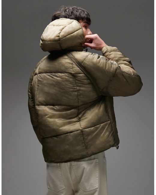Collusion Gray Washed Puffer With Hood for men