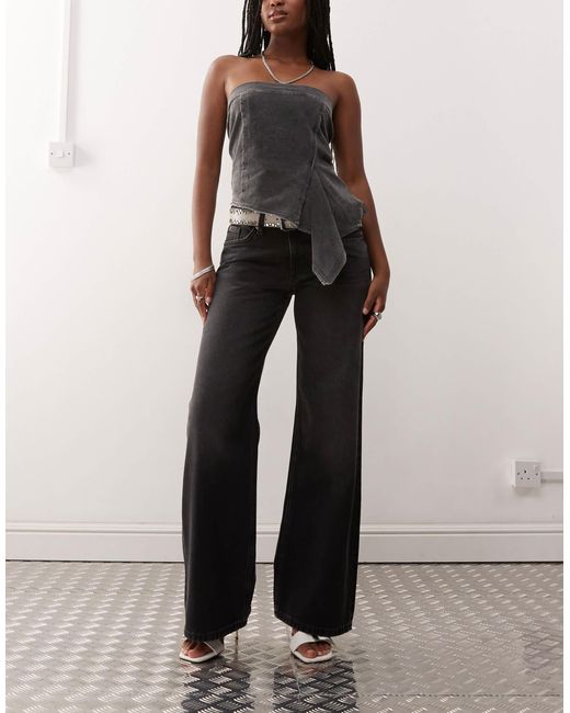 Imoo - jean ample à taille basse - délavé Weekday en coloris Black
