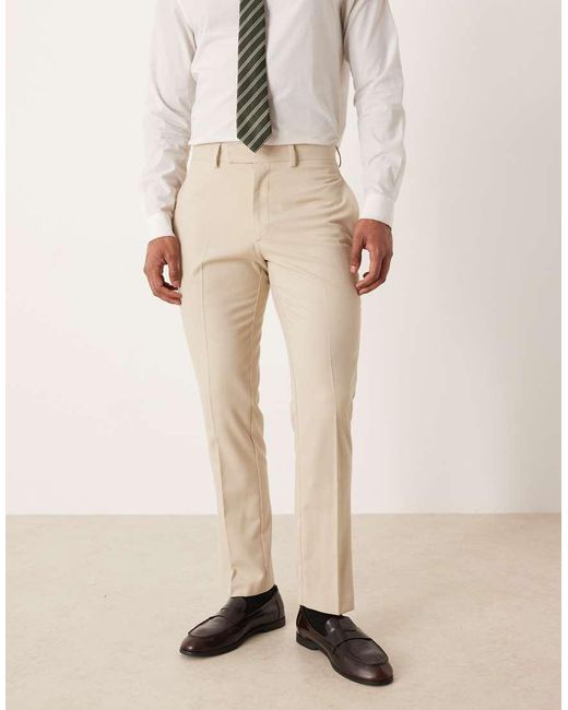 ASOS Natural Slim Suit Pants for men