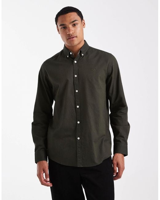 Threadbare – langärmliges oxford-hemd in Black für Herren