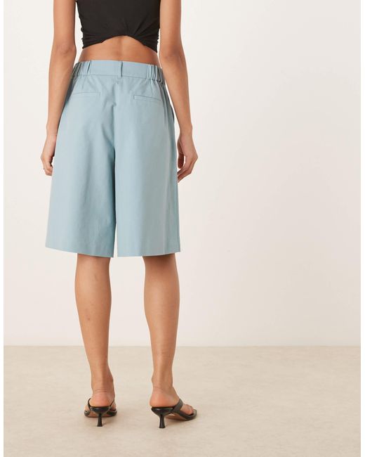 ASOS Blue Longline Pleat Front Safari Shorts
